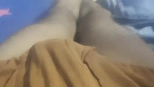 Stiefschwester hält meinen penis in ihrer hand und schüttelt ihn