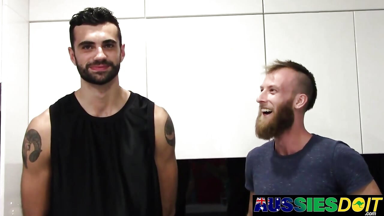 Bearded Tyla Tugs His Cock Fast While Eli Hammers His Australian Ass