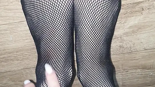 Don't Cum so Fast on My Beautiful Fishnet Toes