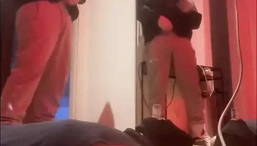 Amateur Boy Pissing in a Glass Held in His Friend's Mouth