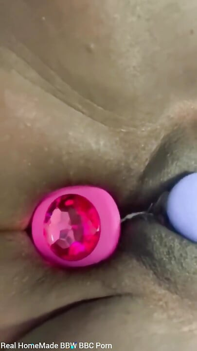 Butt Plug Deep in My Arse Still My Clit Pounding My Pussy with Dildo