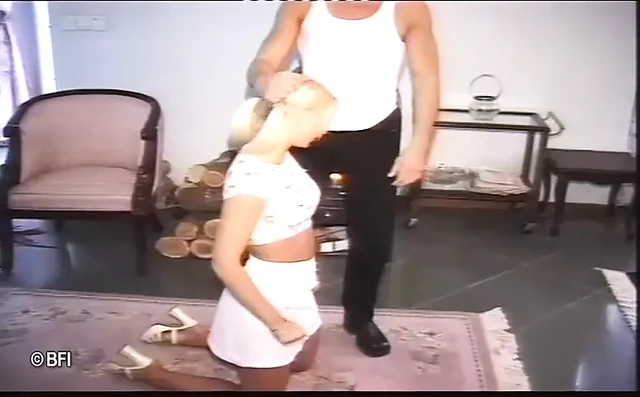 Sweet blonde slut spanking by her boy
