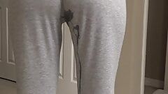 PISSING HER PANTS!!!  HOT MILF CAN'T HOLD HER PEE!!!