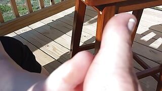 Playing footsie on the back porch with our pedicured toes