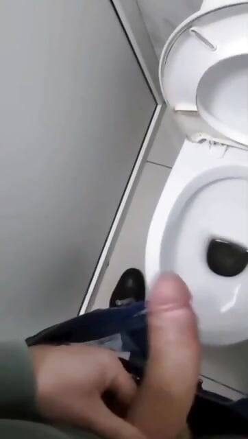 Jerking off in the toilet and cumming