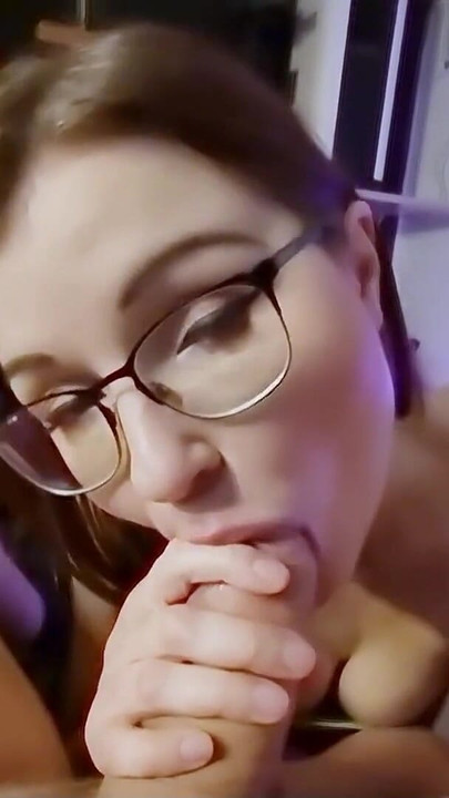 Emotional moment from "German Glasses Nerd Step-Sister TinyEmily give intense POV Blowjob and Swallow Cum"