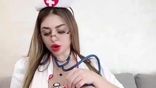 Milf nurse slut with big natural tits nipples fondles and wants to treat your cock