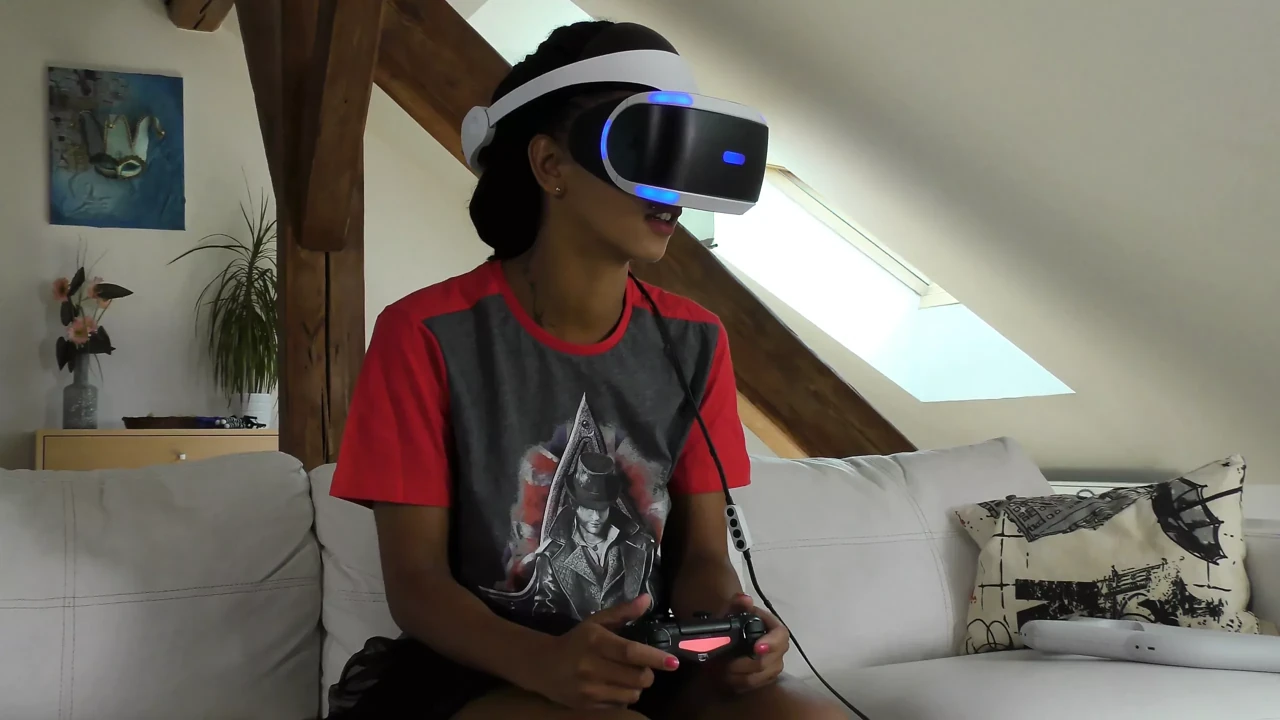Isabel has a new game in her Playstation VR but she needs..