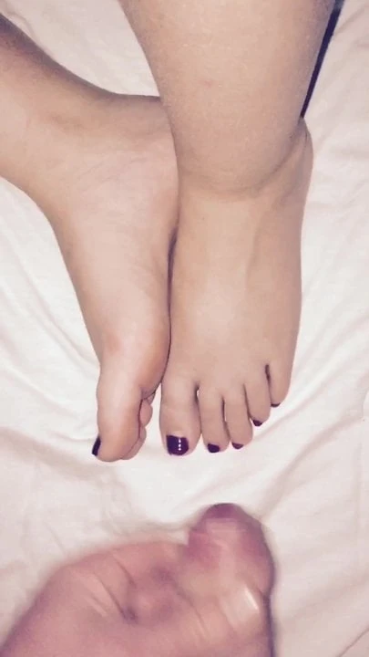 cumshot on my wife's feet