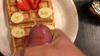 CUM WITH MAPLE SYRUP ON TO MY WAFFLE
