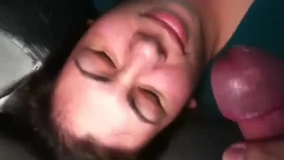 Cum on my friend's face in the parking lot