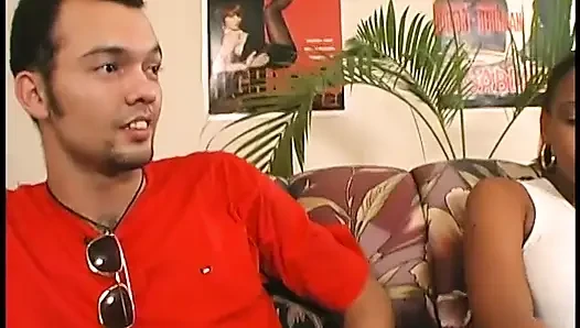 Pregnant woman sucks two men's cocks with lot of affection