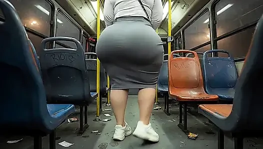 "Masked Secretary BBW Gets Ass Pressed on Crowded Public Bus"