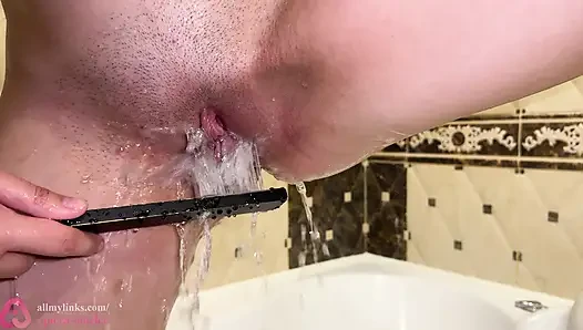 Creampie collection! Showering my pussy closeup! Watch and stick out your tongue!