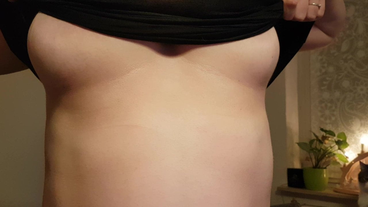 Wife flashing big tits
