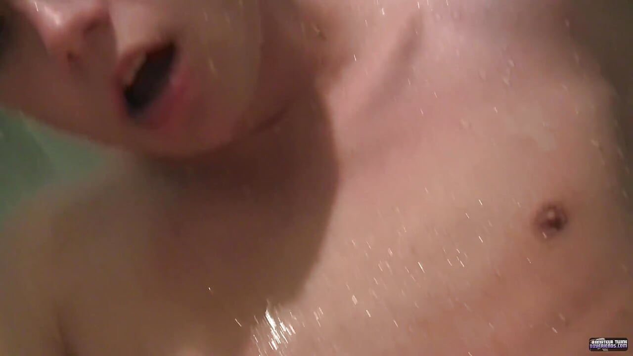 Wanking His Hard Cock in the Shower