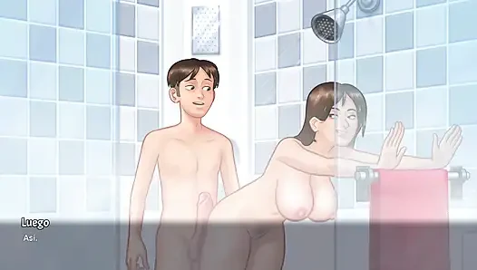 My stepmom and I make love every day in the bathroom without anyone knowing - Summertime Saga