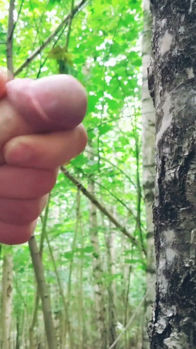 Contact with nature ended with a wank between the trees and a juicy orgasm. | Clip 1