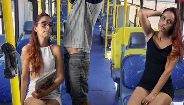 Pervert thighs and rubs on the bus sluts!