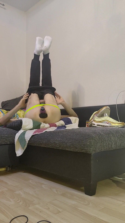 Spectacular moment from "(GER) Sporty AssBitch in smelly AirMax97, Socks and Jockstrap stretched & trained very deep and"