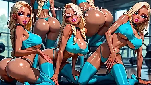 Fit Busty MILF Banged in Gym by Four Muscular BBC (Cartoon Anime) HQ