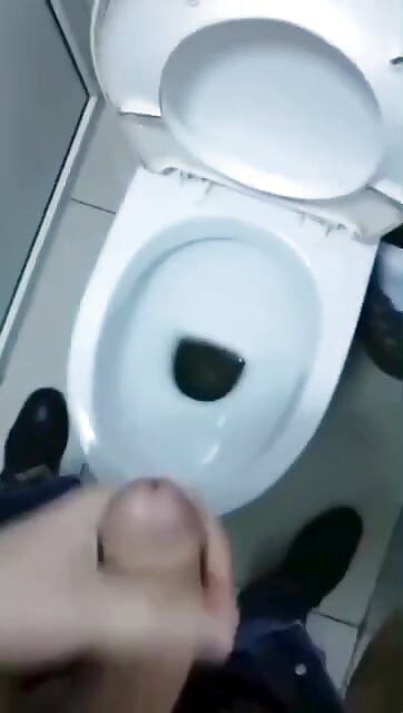 Jerking off in the toilet and cumming