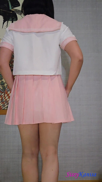Sissy Kanisa's Fitting Room: Take off Pink Seifuku (japanese Student Uniform)