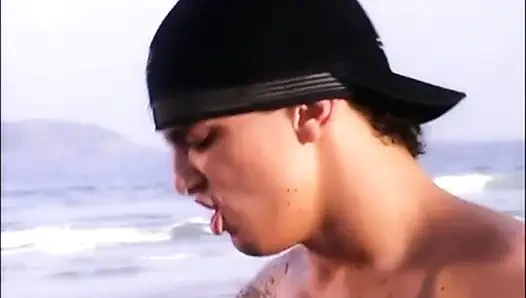 Nasty threesome outside on the beach