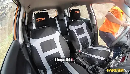 Fake Driving School - Asian Learns How to Drive Stick and Takes Big Load