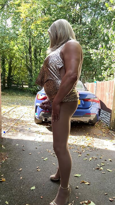 Sexy Crossdresser kellycd2022 in gold leopard print dress tan pantyhose and heels s
