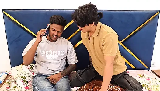 Indian Asian Desi Three Friends enjoying threesome Hardcore Fucking Two Big Cock