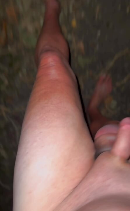 Naked wanking and showing off in woods with passing cars