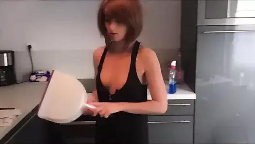 Maid without panties and cleavage
