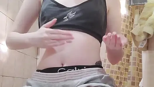 This student gets a creampie after the shower