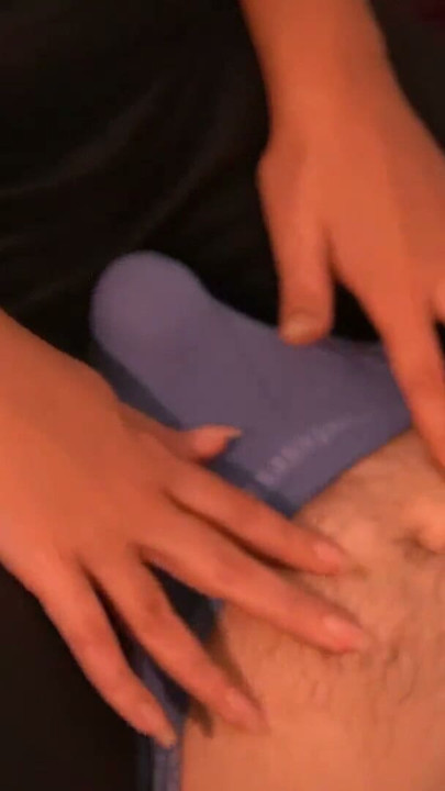 SOCKJOB, he cream his boxers for my footjob, the shiny leggings helped lol | Clip 1
