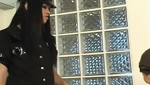 Hot tranny cop gets a facial