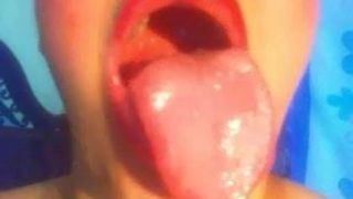 Babeo labios rojos húmedos lápiz labial fetiche