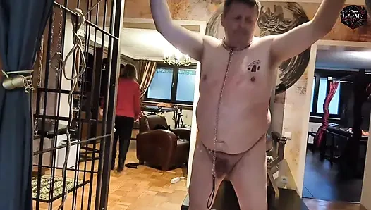 DomLady Mia - Punishment of terror for the slave - whipped on the stretching rack and at the ceiling bar - Part 4