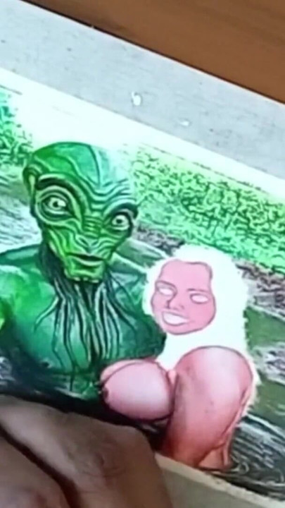 Key moment from "Erotic Art Or Drawing Of Sexy Indian Desi Bhabhi in Love With an Extraterrestrial Alien"