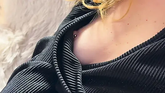 Wife exposing and playing with her juicy pussy in a hotel lobby bar in public