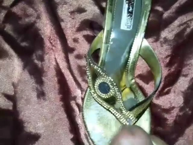Cumshot gold sandal