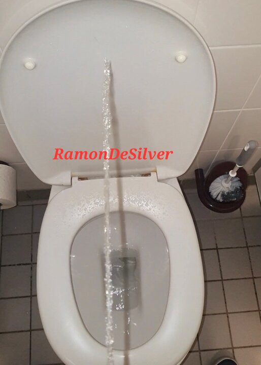 Master Ramon pisses on the toilet dominantly, dirty horny, golden champagne for the slaves