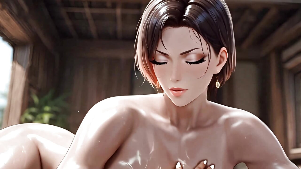 Puta de pelo castaño con grandes tetas naturales se extiende y toma pollas enormes en sus agujeros apretados