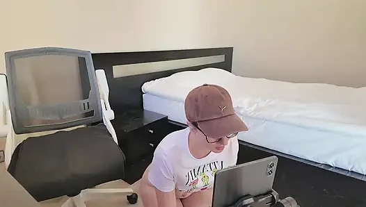 Horny milf bends over in doggy and massages her asshole