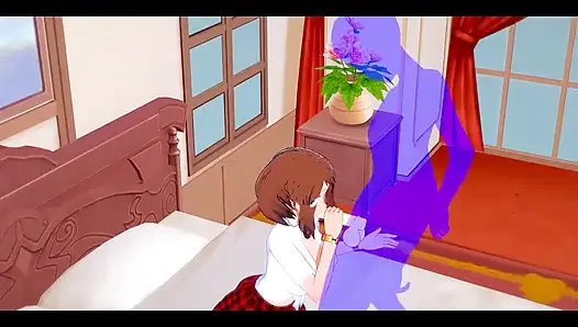 My Hero Academia, хентай - Урарака делает минет и трахается - японское азиатское аниме-игра манга, порно-игра