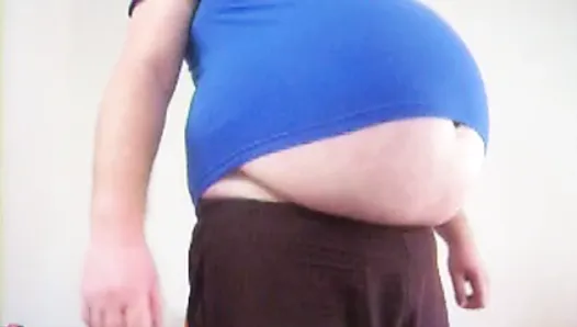 Nightmarish obese man tries clothes that got too tight