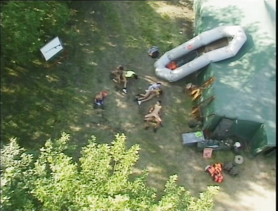 Soldiers Have Group Sex Outdoors in the Camp with Slutty Hikers