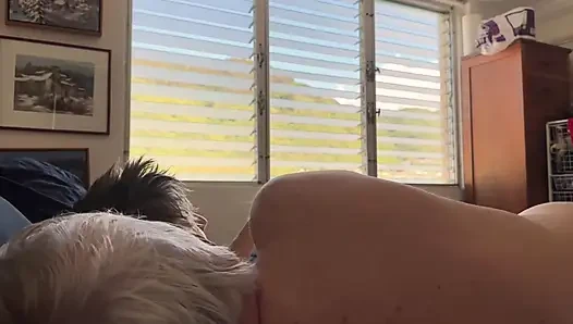 Spreading her legs and doing what comes next