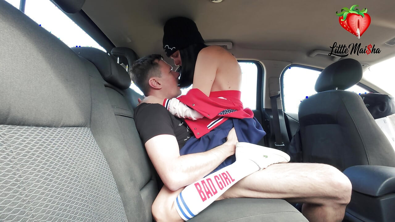Tight and skinny black-haired basketball player gets fucked hard in a stranger's car