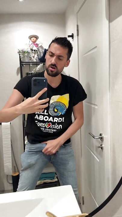 Hot Stepdaddy Jerking off Like Crazy in Public Bathroom